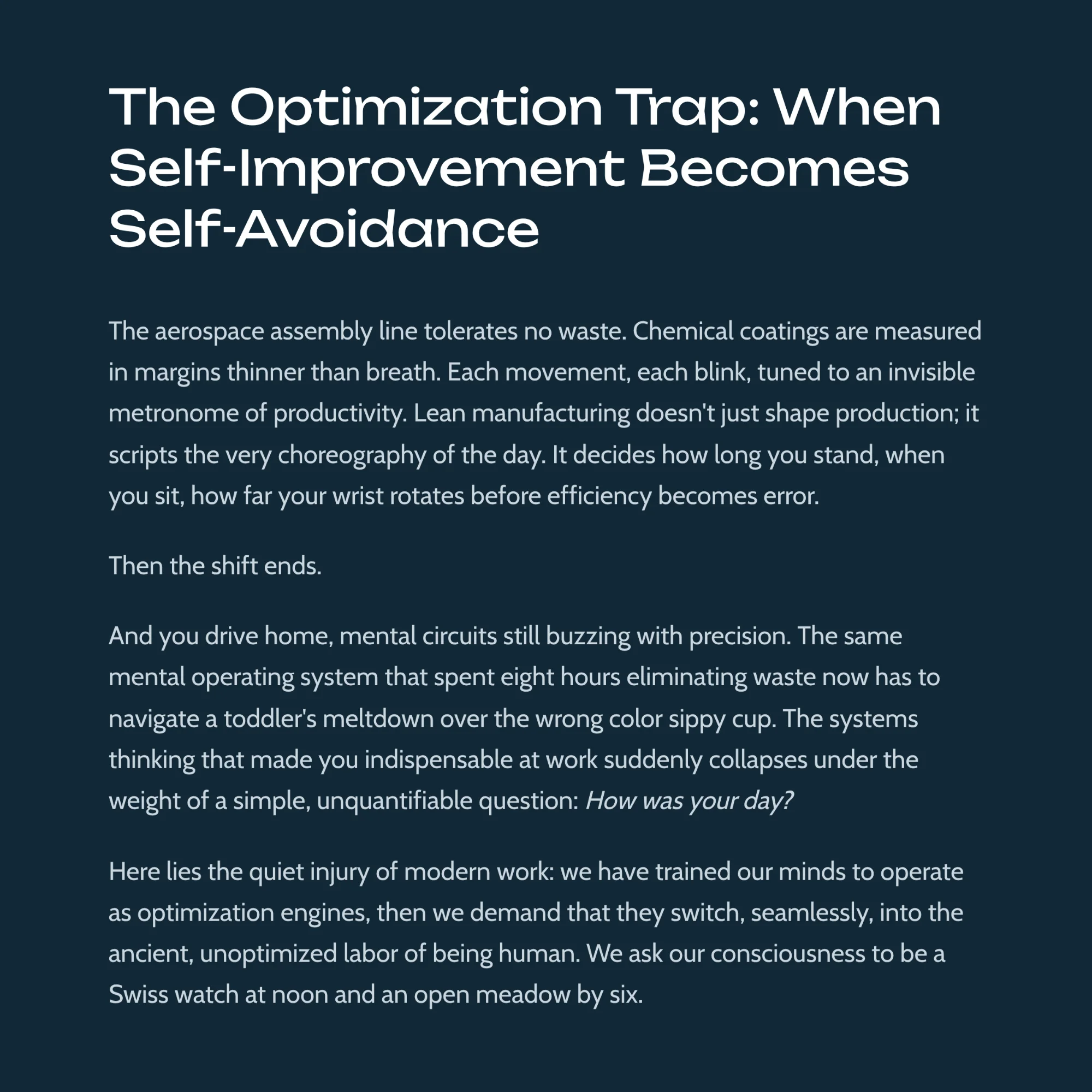 The Optimization Trap